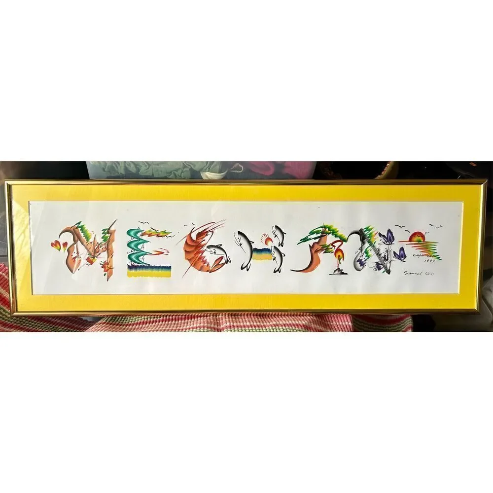 Exquisite Chinese Brush Art Framed Watercolor Hand-Painting Signed “Meghan”